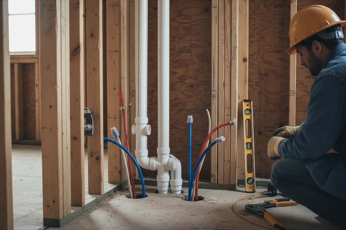 Drain and supply rough-in during Drain Cleaning in Rockvale